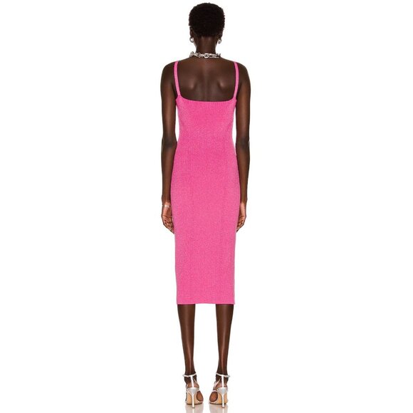 Staud Quartz Midi Slip Dress Party Cocktail Bodycon Metallic Peony Pink Large - Picture 6 of 16